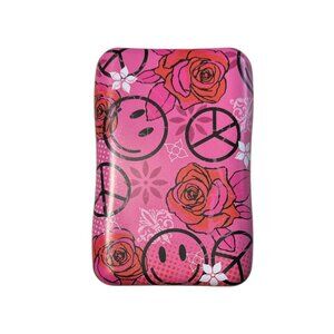 Peace Sign & Flowers King Size Fashion Tin Box for Cigarettes Cards or Money